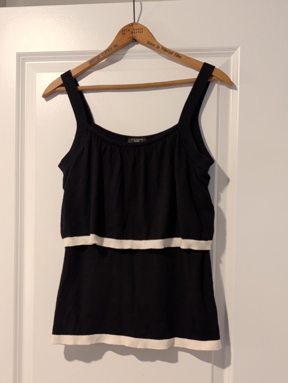 Ann Taylor Black Tank Top Sweater with White Trim